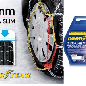 Catene Neve a Rombo 255/85-18 in Acciaio 9mm Mis. 100 Montaggio Rapido Goodyear