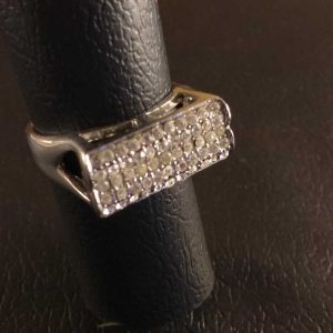 Anello Elegante Donna Doppio in Metallo Rodiato Color Argento con Strass Size 19