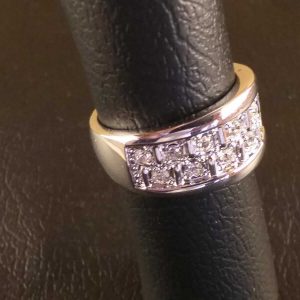 Anello Elegante Donna Doppio Metallo Rodiato Arg. Fedina Strassato Size 18