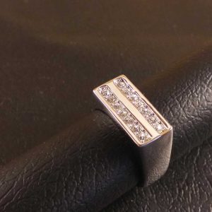 Anello Elegante Donna Doppio in Metallo Rodiato Color Argento con Strass Size 19