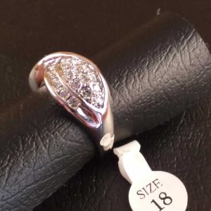 Anello Elegante Donna Doppio in Metallo Rodiato Strass Solitario Fedina Size 18