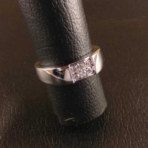 Anello Elegante Donna Doppio in Metallo Rodiato Colore Argento Strassato Size 19