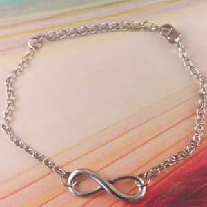 Bracciale Braccialetto a Maglia Donna Uomo Simbolo Infinito Colore Argento Nikel