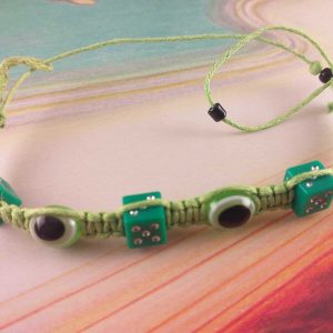 Bracciale Braccialetto Intrecciato Portafortuna Speranza Verde con Dadi Perline