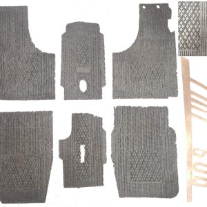 Per Fiat 600 Set 6 pz Tappeti Tappetini in Gomma GRIGIO Su Misura Auto D'epoca