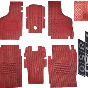 Per Fiat 850 Berlina d'epoca Set 6 Pz Tappeti Tappetini ROSSI in Gomma su Misura