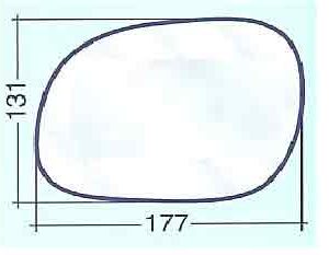 Per Kia Carnival fino al 2002 Vetro Dx Curvo Cromato per Specchietto Retrovisore