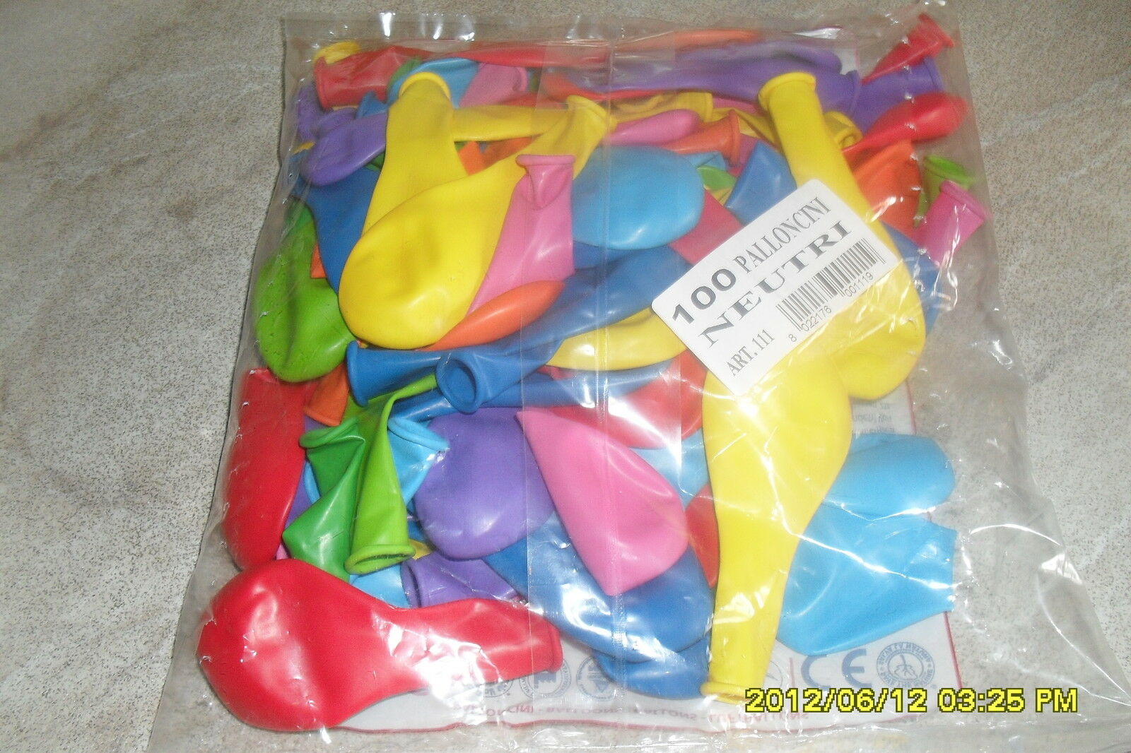 100 PALLONCINI PALLONI VARI COLORI ASSORTITI FESTE ANIMAZIONE ANIMATORE GR.95