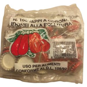 Kit 100 Tappi a Corona Rossi Idonei per la Bollitura Bottiglie uso per Alimenti
