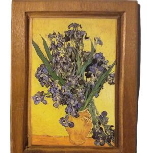 STAMPA SU LEGNO Riproduzione Van Gogh, Vincent–Vaso di fiori con Iris 1890 10x13cm