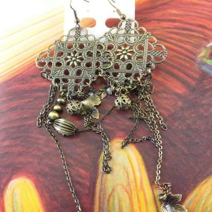 Arcò Bijoux Orecchini Pendenti Vintage con Foglie Oro Bigiotteria di Qualità