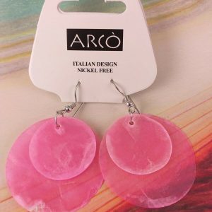 Arcò Bijoux Orecchini Pendenti con Cerchi in Resina Rosa Bigiotteria di Qualità