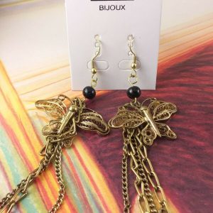Arcò Bijoux Orecchini Pendenti Vintage Farfalla Filigrana con Perlina Turchese