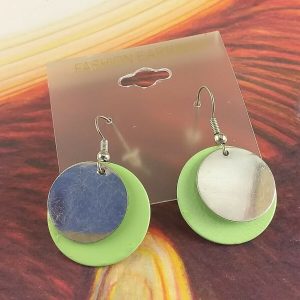 Arcò Bijoux Orecchini Pendenti Due Cerchi Argento/Verde Bigiotteria di Qualità