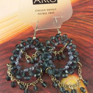 Arcò Bijoux Orecchini Pendenti Tondi con Perline Turchese Scuro Bigiotteria