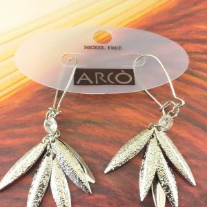 Arcò Bijoux Orecchini Metallo Colore Argento Foglie Goccia Pendente Filigrana