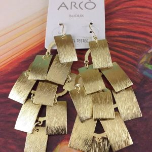 Arcò Bijoux Orecchini Pendenti in Metallo Colore Oro Quadrati Bigiotteria