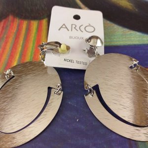 Arcò Bijoux Orecchini con Clip Colore Argento Fungo Ovale Bigiotteria di Qualità