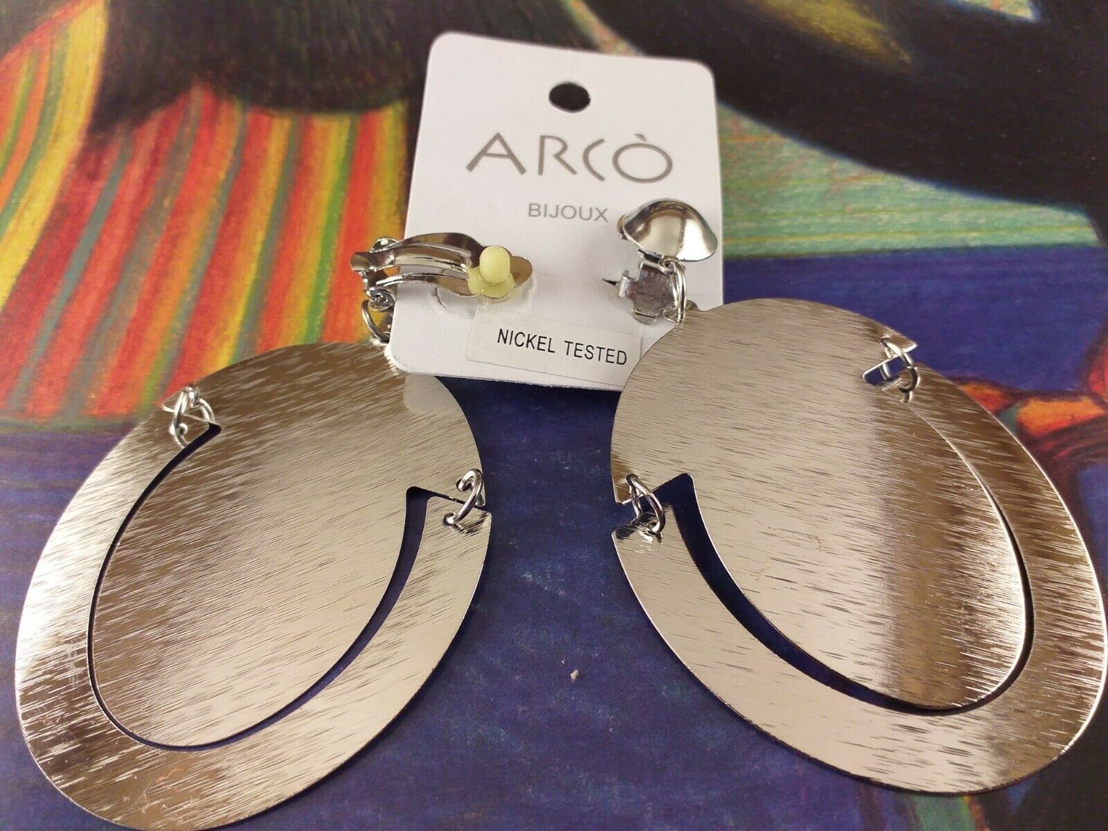 Arcò Bijoux Orecchini con Clip Colore Argento Fungo Ovale Bigiotteria di Qualità