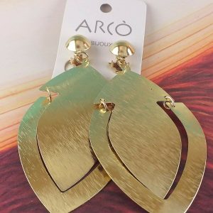 Arcò Bijoux Orecchini con Clip Colore Oro Fungo Goccia Bigiotteria di Qualità