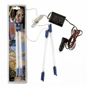 Coppia Luci Neon Viola 23cm Centralina Controllo Presa Accendisigari 12V x Auto Bottari