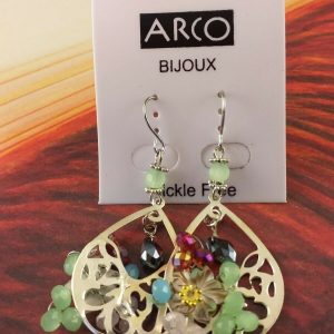 Arcò Bijoux Orecchini Pendenti Colore Argento Pietre Multicolore a Goccia