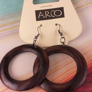 Arcò Bijoux Orecchini Pendenti Cerchi in Legno Marroni Bigiotteria di Qualità