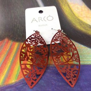 Arcò Bijoux Orecchini Pendenti Forma di Foglia Rossa Bigiotteria di Qualità
