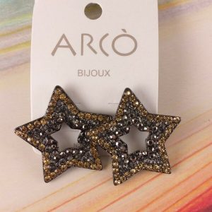Arcò Bijoux Orecchini Vintage Stella Strass Giallo Topazio Bigiotteria Qualità
