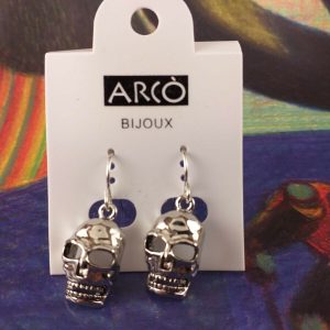 Arcò Bijoux Orecchini Pendenti con Teschio Argento Punk Bigiotteria di Qualità