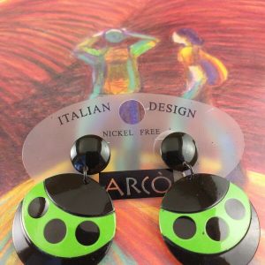 Arcò Bijoux Orecchini Coccinella Nera/Verde Bigiotteria di Qualità