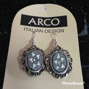 Arcò Bijoux Orecchini Donna Colore Argento Antico Stras Zircone Grigio Vintage