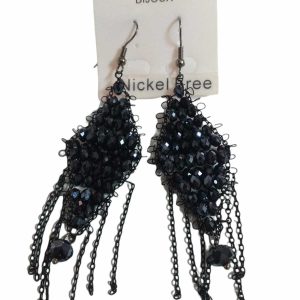 Arcò Bijoux Orecchini Donna Pendenti Neri con Rombo e Pietre Modello Classico
