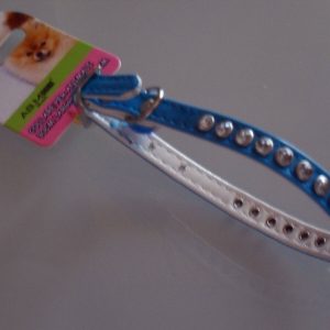 COLLARE PER ANIMALI CELESTE CON STRASS E CAMPANELLINA 30 cm x 1 cm CANI E GATTI