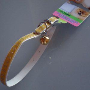 COLLARE PER ANIMALI GIALLO CON CAMPANELLINA 31 cm LARGHEZZA 1 cm CANI E GATTI