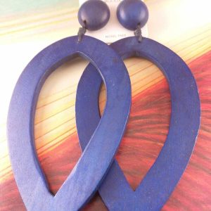 Arcò Bijoux Orecchini in Legno Forma di Goccia Colore Blu Bigiotteria di Qualità