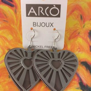 Arcò Bijoux Orecchini Pendenti con due Cuori Bigiotteria di Qualità