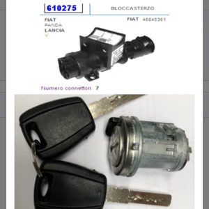 Per Lancia Ypsilon 2003>2010 Blocchetto Avviamento con Chiavi + Bloccasterzo con 7 Connettori 46845361
