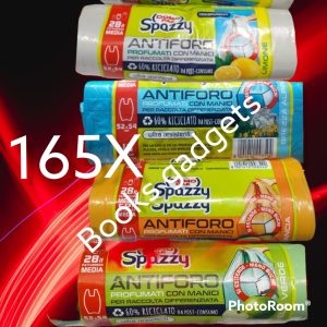 660 Buste Assortite (165x Colore) Spazzy Sacco Immondizia Raccolta Differenziata con Manici 52x54cm