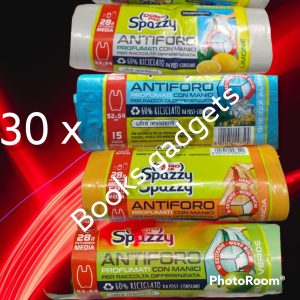 120 Buste Assortite (30x Colore) Spazzy Sacco Immondizia Raccolta Differenziata con Manici 52x54cm