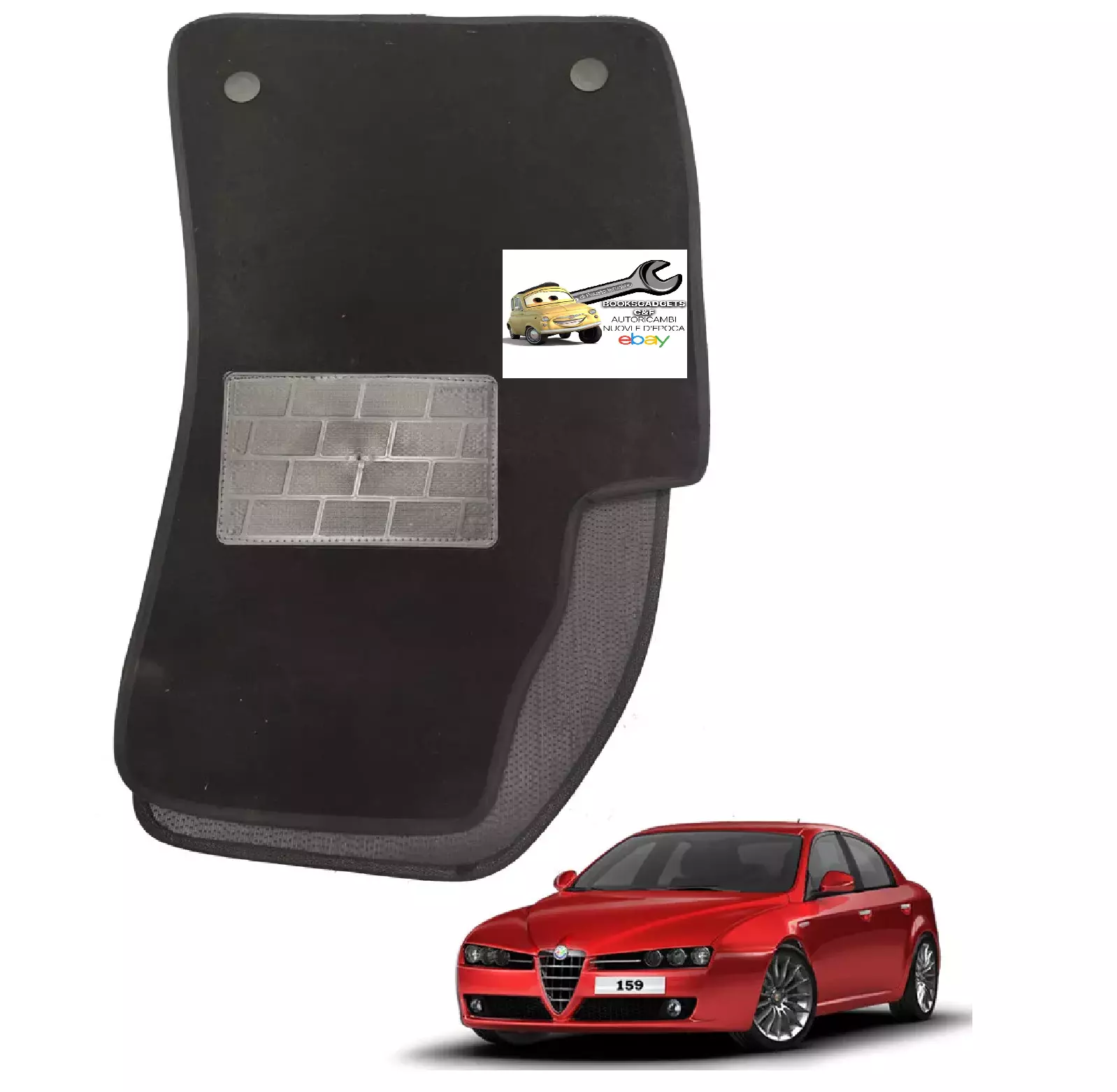 Compatibile con Alfa Romeo 159 Set 4 Tappetini in Moquette con 4 Attacchi