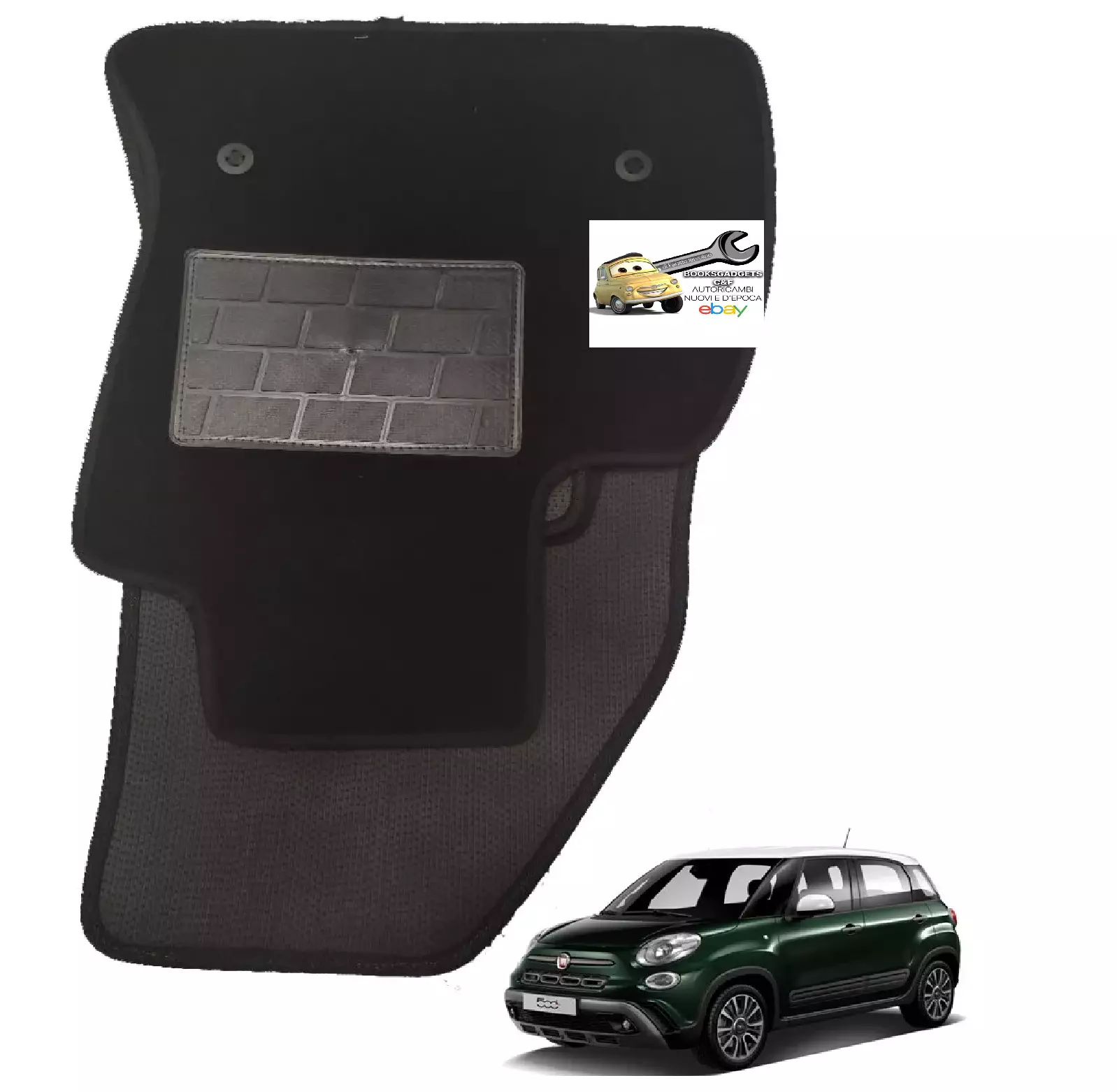 Compatibile con Fiat 500L 09.2012>04.2017 Set 4 Tappetini in Moquette C/4 Att.