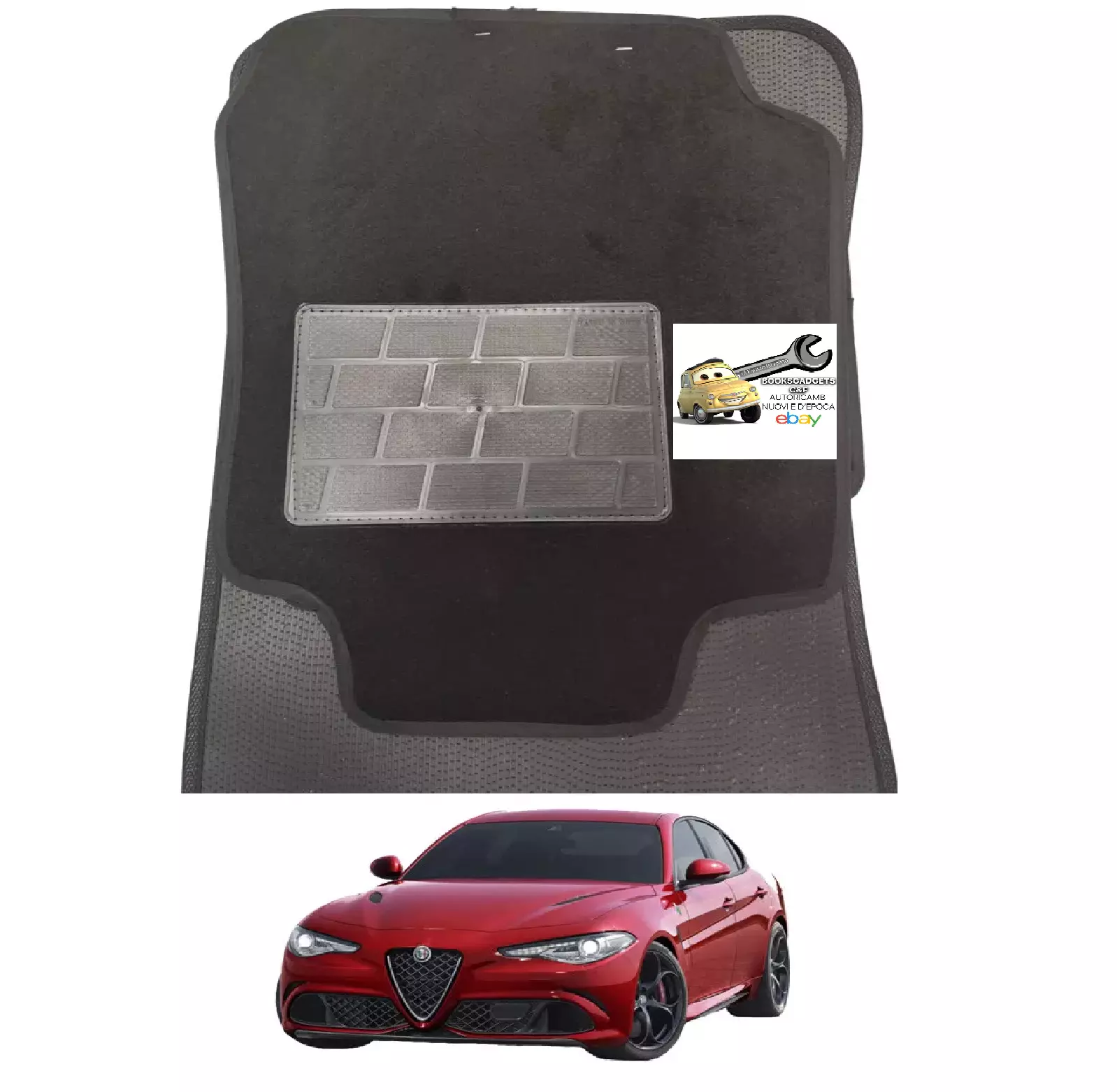 Compatibile con Alfa Giulia 04.2016> Set 4 Tappeti Tappetini in Moquette C/4 Att
