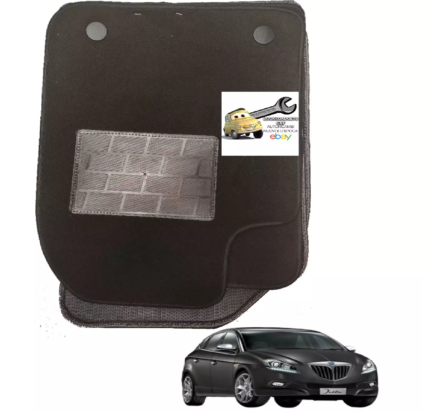 Compatibile con Lancia Delta 2008> Set 4 Tappetini in Moquette con 4 Attacchi