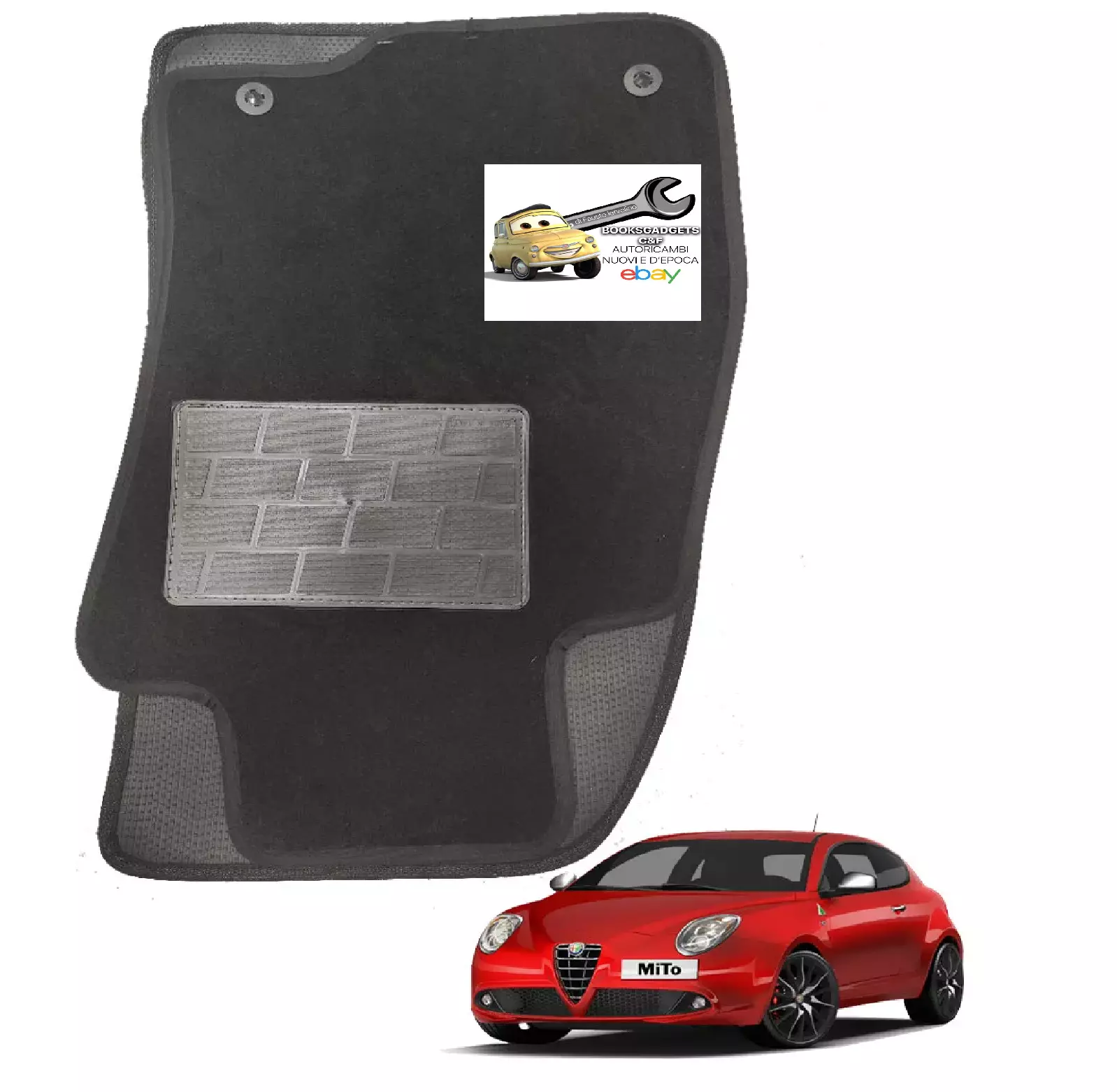 Compatibile con Alfa Romeo Mito 2012>2016 Set 4 Tappetini in Moquette C/4 Att.