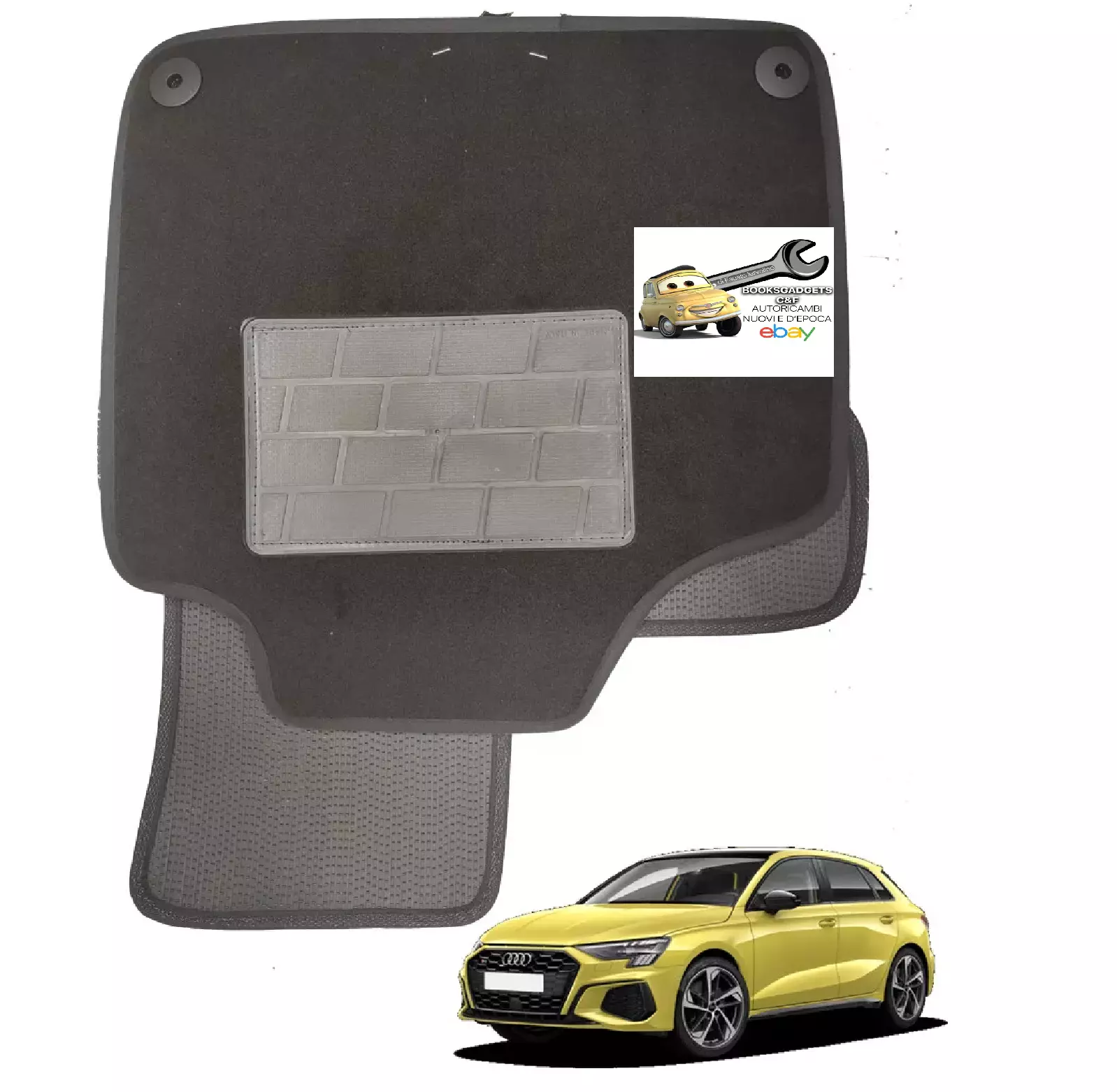 Compatibile Audi A3 Sportback (8Y) MHEV 03.2020>Set 4 Tappetini Moquette C/4 Att
