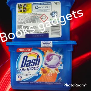 8 Pezzi (120 Caps) DASH All in 1 Pods AMBRA Detersivo per Bucato