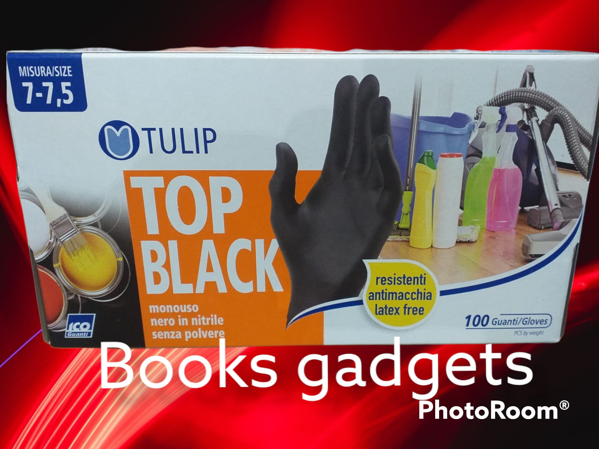 60 Confezioni (6000 Guanti) Tulip Top Black Guanto Monouso Nero in Nitrile Senza Polvere Misura 7-7,5