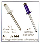 Kit 8 Rivetti Fissaggio Targa Immatricolazione Compatibile dal 1999>