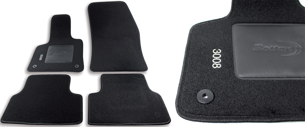 Per Peugeot 3008 Set 4 Tappeti Tappetini su Misura in Moquette Neri